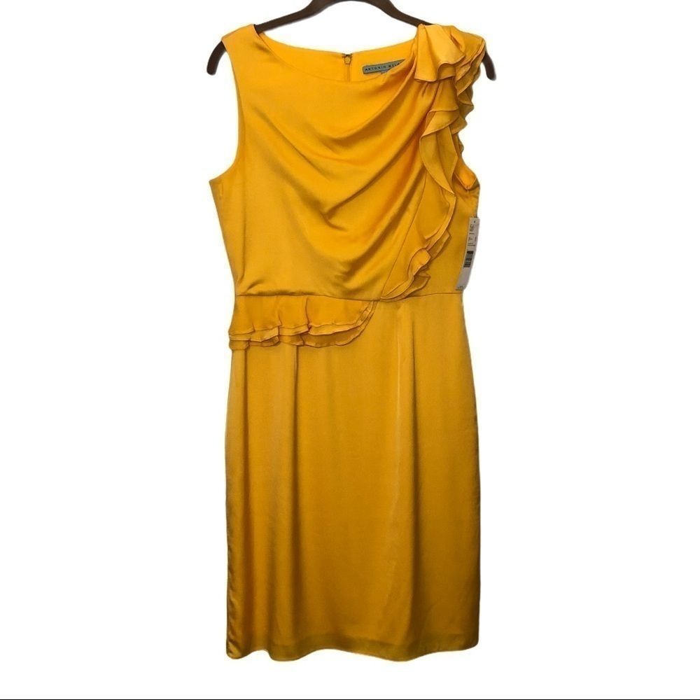 Antonio Melani "Allison" Sleeveless 95% Silk Dress in Marigold Womens Size 6